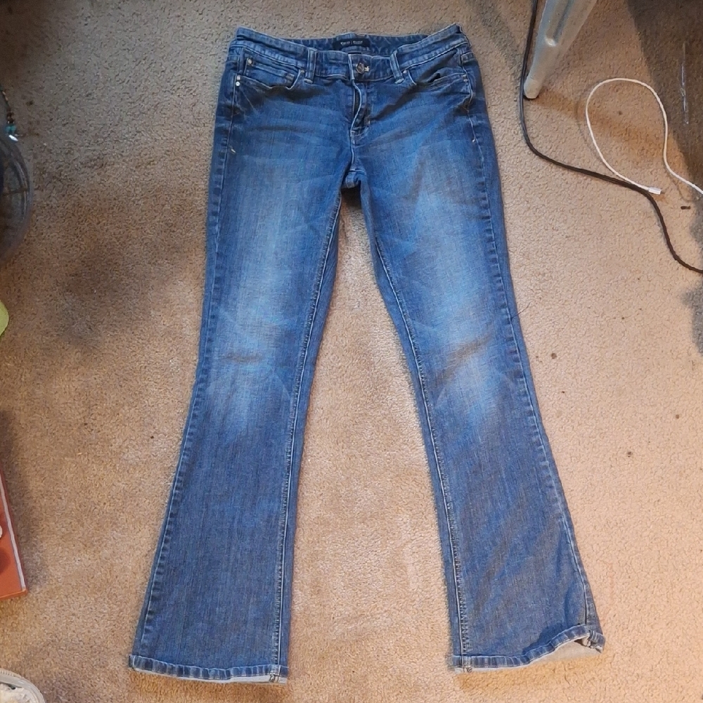 White House Black Market Blue Flare Wide Leg Jeans